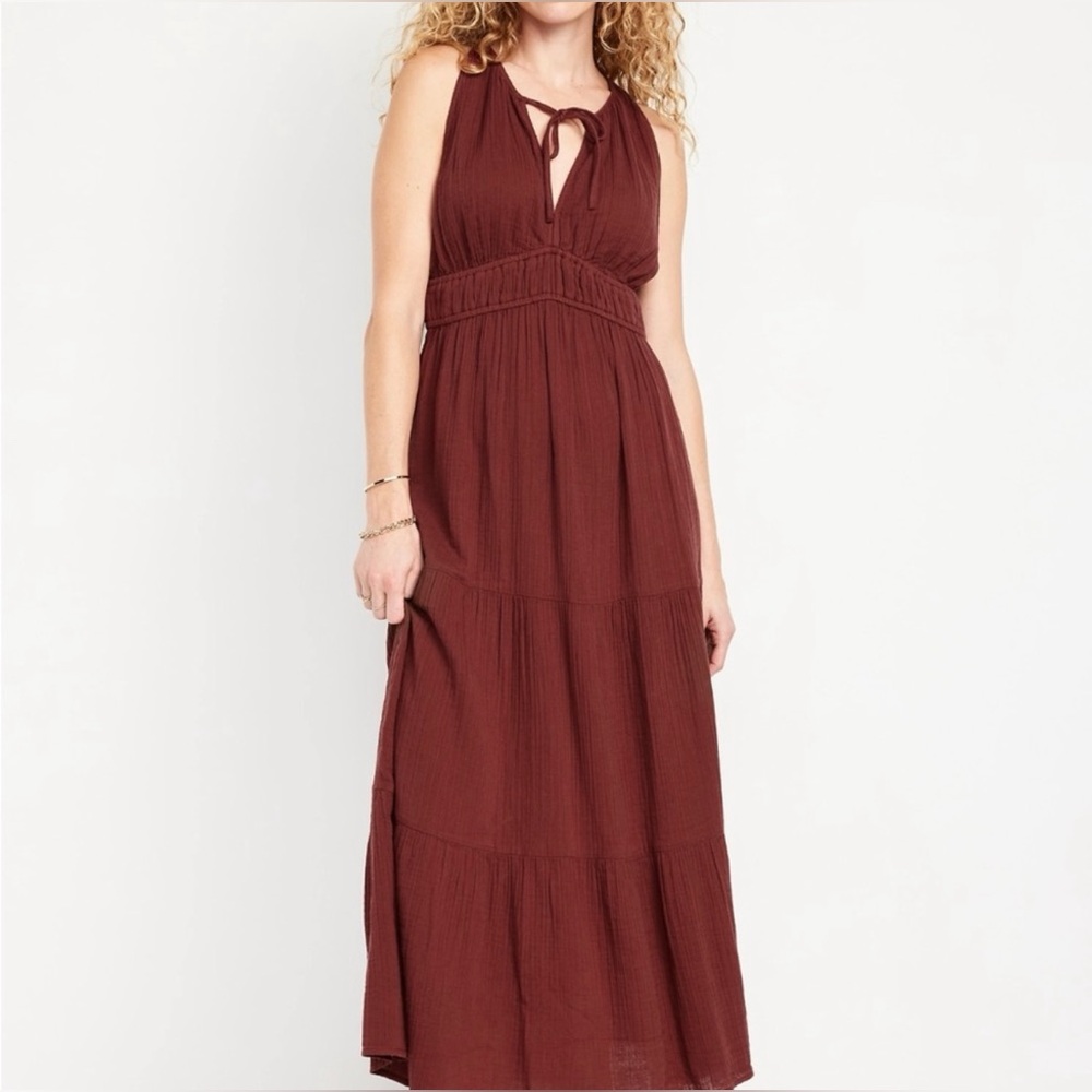 Old Navy Fit & Flare Crinkle Gauze Maxi Dress